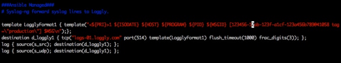 Redirecting Ansible logs to syslog through syslog-ng with “tag” set