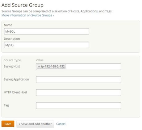 Loggly SourceGroup MySQL Linux