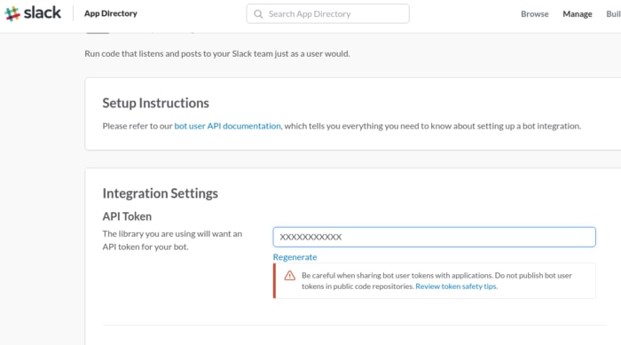 ChatOps API token