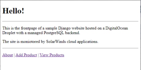 A sample page from Django application