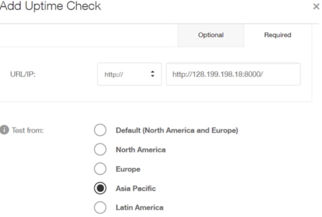 Selecting the timezone for the Pingdom uptime check