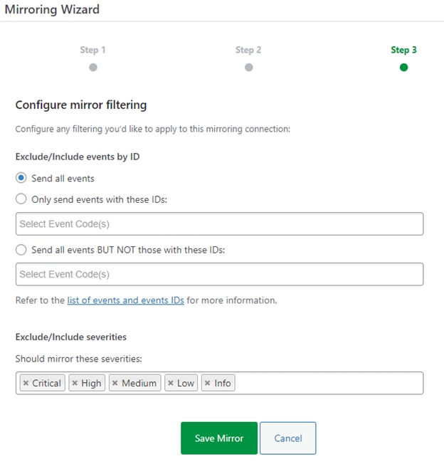 Select and filter the events you mirror to Loggly to setup WordPress log management